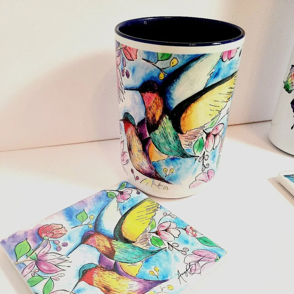 Hummingbird Watercolor Mug by Angie Bryan - Picture 1 of 8